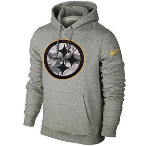 NWT Nike Pittsburgh Steelers Urban Camo Logo Pop Pullover Fleece Hoodie GREY
